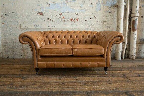Luxury 2 seater couch upholstery sofa textile fabric Chesterfield couches set new