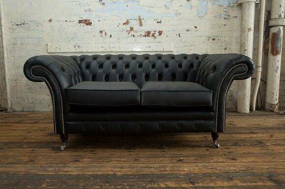 2 seater couch upholstery sofa textile fabric Chesterfield couch set black