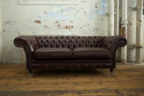 Sofa luxury leather textile Chesterfield couch sofas upholstery 3 seater set new