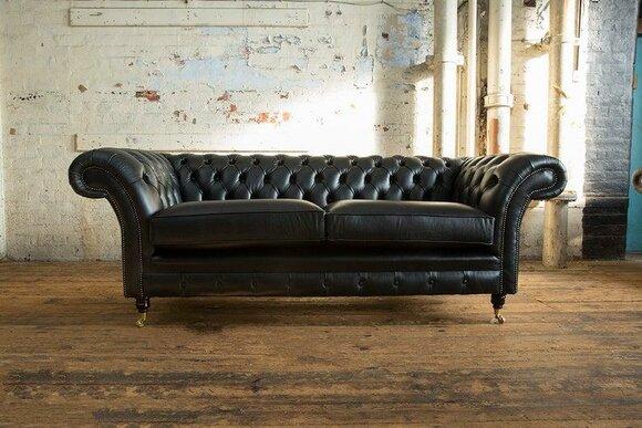 Luxury leather textile Chesterfield sofa couch sofas upholstery 3 seater set new