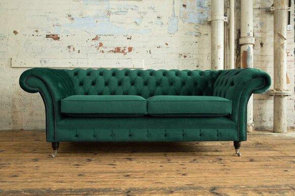 Sofa 3 seater couch Chesterfield upholstery seat set leather textile design velvet