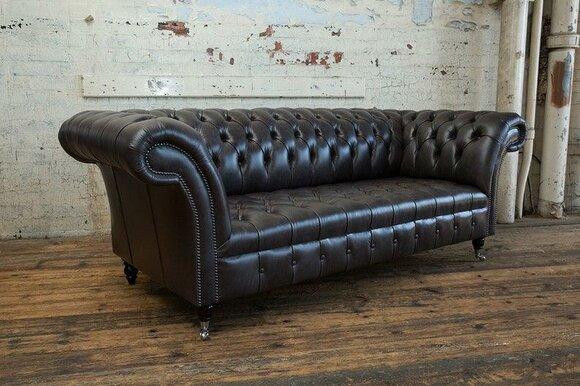 3 seater Chesterfield upholstered sofas design luxury couch sofa leather couches XXL