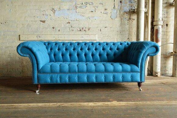 Luxury class Chesterfield 3 seater couch upholstery textile couches fabric sofa new
