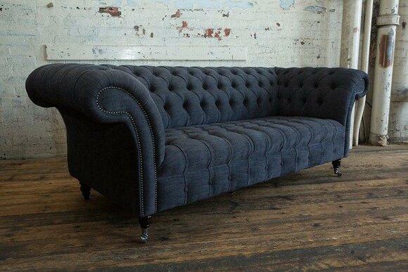Chesterfield 3 Seater Couch Upholstery Seat Textile Fabric Leather Couches Sofa Sofas