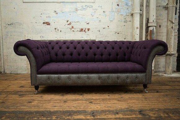Purple Chesterfield couch sofa upholstery 3 seater couches seat set sofas new