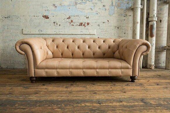 3 seater Chesterfield upholstered sofas design luxury couch sofa leather couches brown