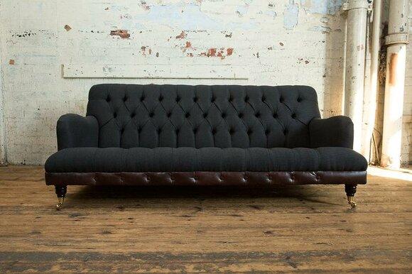 Chesterfield black couch sofa upholstery 3 seater couches seat set sofas new