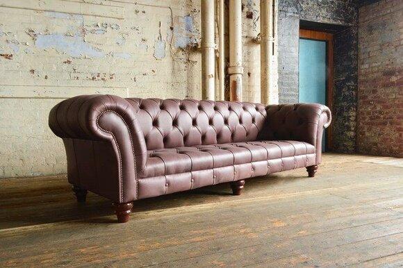 Sofa 4-Seater 245cm Classic Chesterfield Faux Leather Bordeaux Purple Comfortable Couch New
