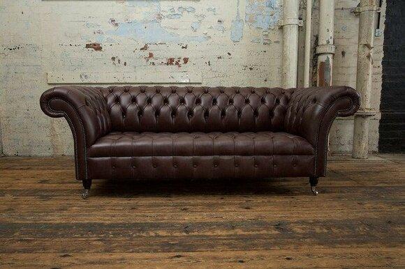 Upholstery Sofa Design Luxury Couch Classic Sofas3 Seater Chesterfield Leather New