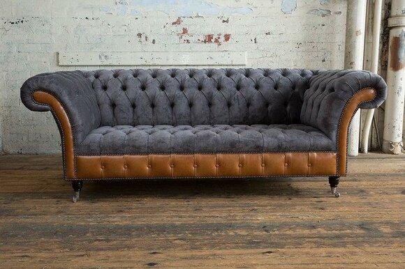 Leather sofa sofa textile couch upholstery sofas couches Chesterfield fabric furniture new