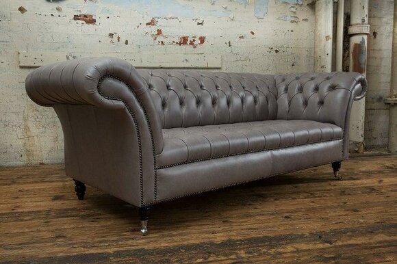 Chesterfield leather sofa sofa couch upholstery textile fabric luxury class set new