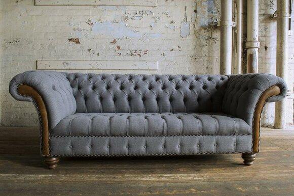 Chesterfield XXL sofa couch 3 seater upholstery textile fabric couches Elegant sofas