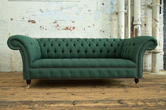 Green designer sofa couch upholstery XXL 3 seater big sofas couches textile leather
