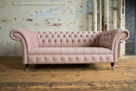 Pink Designer Sofa Couch Upholstery XXL 3 Seater Big Sofas Couches Textile Leather