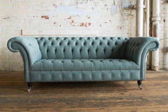 Green designer sofa couch upholstery XXL 3 seater big sofas couches textile leather