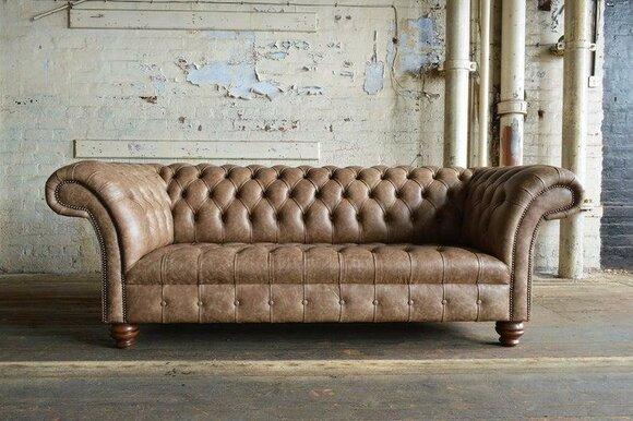 Brown designer sofa couch upholstery XXL 3 seater big sofas couches leather textile