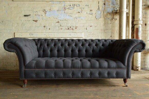 Gray designer sofa couch upholstery XXL textile leather 3 seater big sofas couches