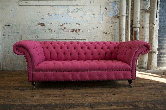 Pink Designer Sofa Couch Upholstery XXL 3 Seater Big Sofas Couches Leather Textile