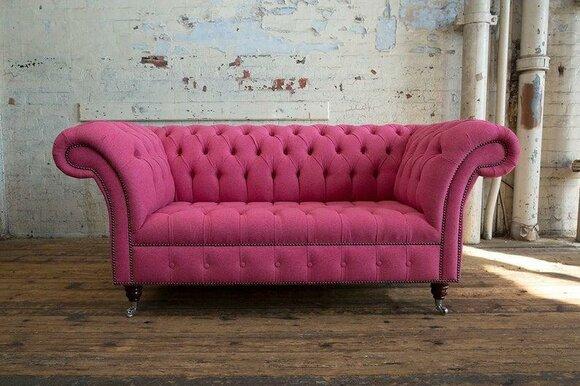 Noble designer couch 2 seater Chesterfield couches sofas velvet fabric textile sofa