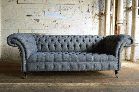 Noble luxury fabric couch Chesterfield fabric sofa upholstery Lehn 3 seater couches new