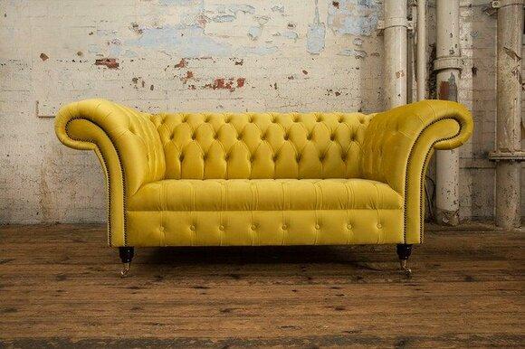 Yellow designer sofa couch upholstery XXL 2 seater big sofas couches textile leather