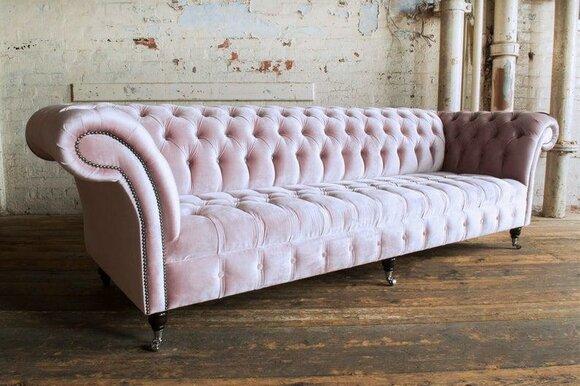Design sofa 4 seater couch upholstery luxury classic textile Chesterfield sofas