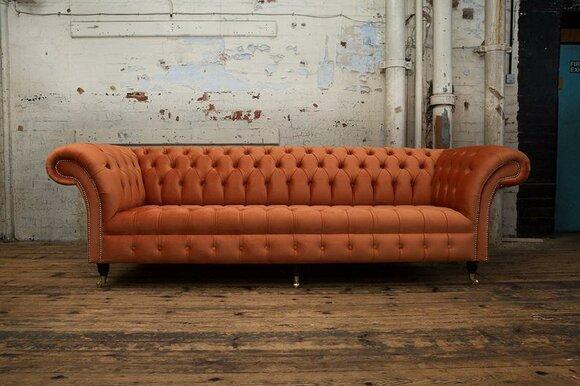 Design Sofa 4 Seater Upholstery Luxury Classic Textile Chesterfield Sofas Couch