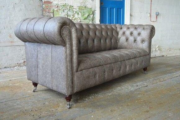 Chesterfield Big Textile Design Living Room Couch Sofa Upholstery 3 Seat Leather #144