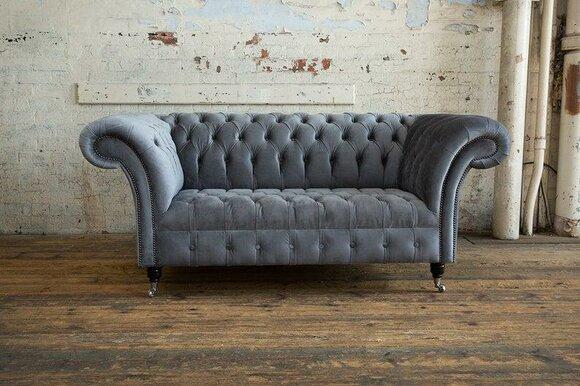 Chesterfield Big Textile Design Living Room Couch Sofa Upholstery 2 Seat Leather #124