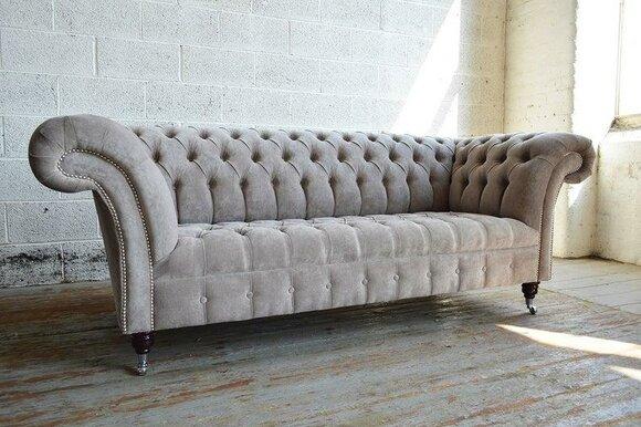 Chesterfield Big Textile Design Living Room Couch Sofa Upholstery 3 Seat Leather #121