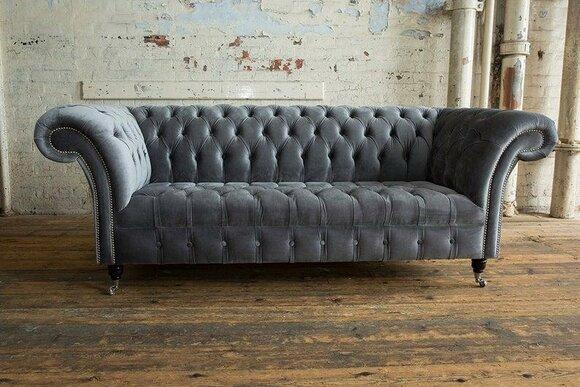 Chesterfield Big Textile Design Living Room Couch Sofa Upholstery 3 Seat Leather #120
