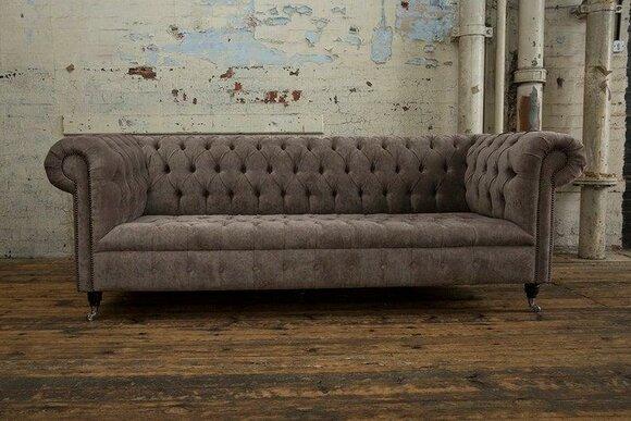 Chesterfield Big Textile Design Living Room Couch Sofa Upholstery 4 Seat Leather #117