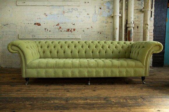 Chesterfield Big Textile Design Living Room Couch Sofa Upholstery 4 Seat Leather #116