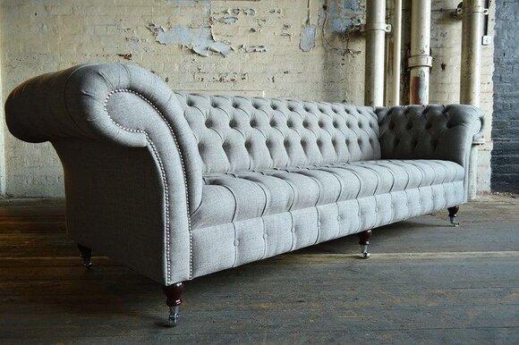 Chesterfield Big Textile Design Living Room Couch Sofa Upholstery 4 Seat Leather #115