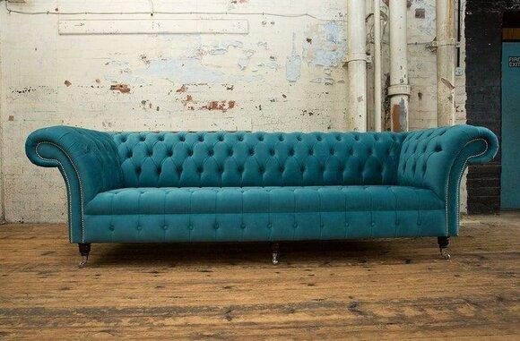 Chesterfield Big Textile Design Living Room Couch Sofa Upholstery 4 Seat Leather #113