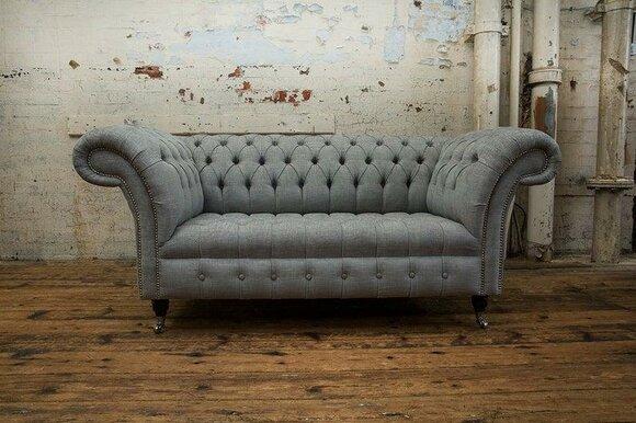Design sofa 2 seater armchair Chesterfield luxury classic textile couches sofas
