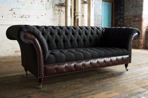 Classic luxury baroque rococo sofa couch Chesterfield sofa textile leather couch