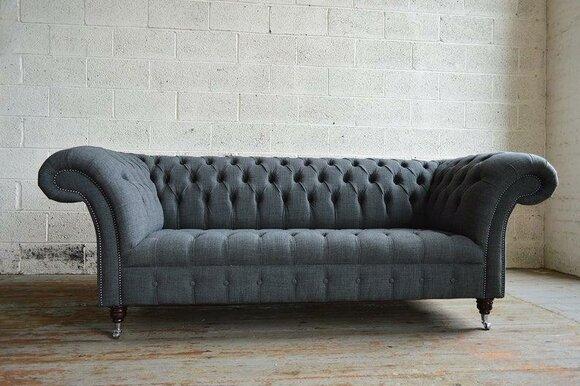 Chesterfield Upholstery Designer Sofa 3 Seater New Premium Class Luxury Fabrics