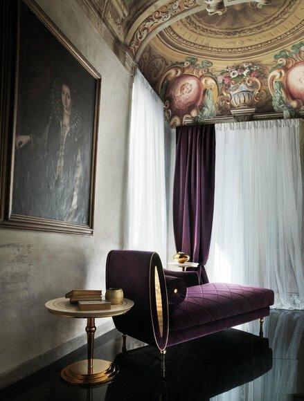 Living room velvet chaiselongue in art nouveau italian furniture arredoclassic™