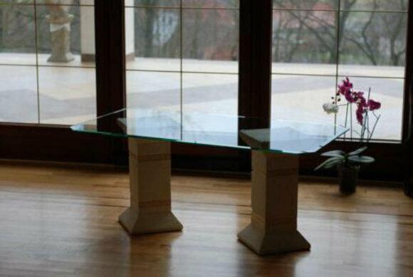 Antique greek medusa design side coffee table with rectangular glass surface