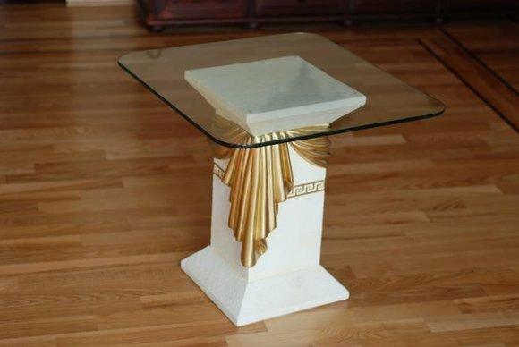 Antique greek stone column style design decoration furniture with patterns & glass surface