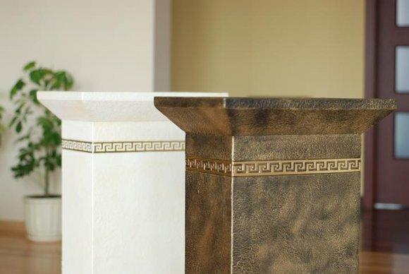 Antique greek stone column style with patterns decoration furniture, 100cm high