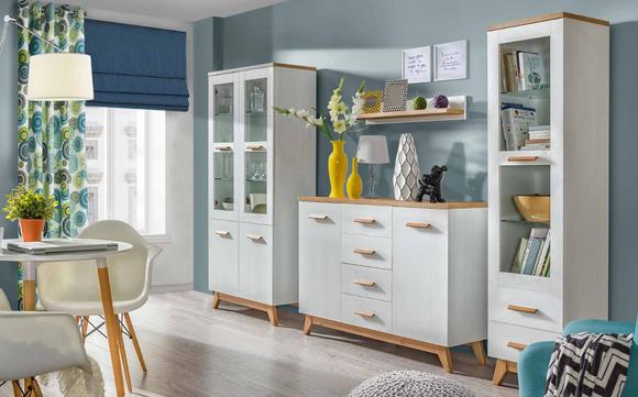 Living room wall Living room set Display cabinet Chest of drawers Wall shelf Display cabinets Living walls 4 pcs. set