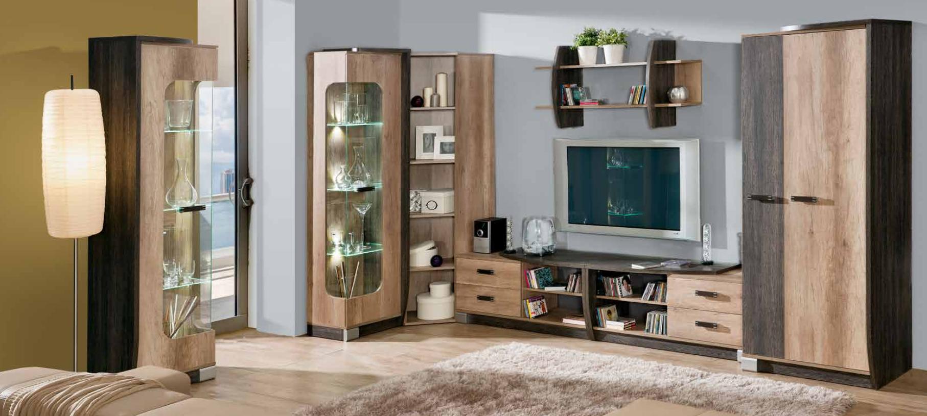 Living Room Wall Set Display Cabinet Wall Shelf TV Stand Cupboard New