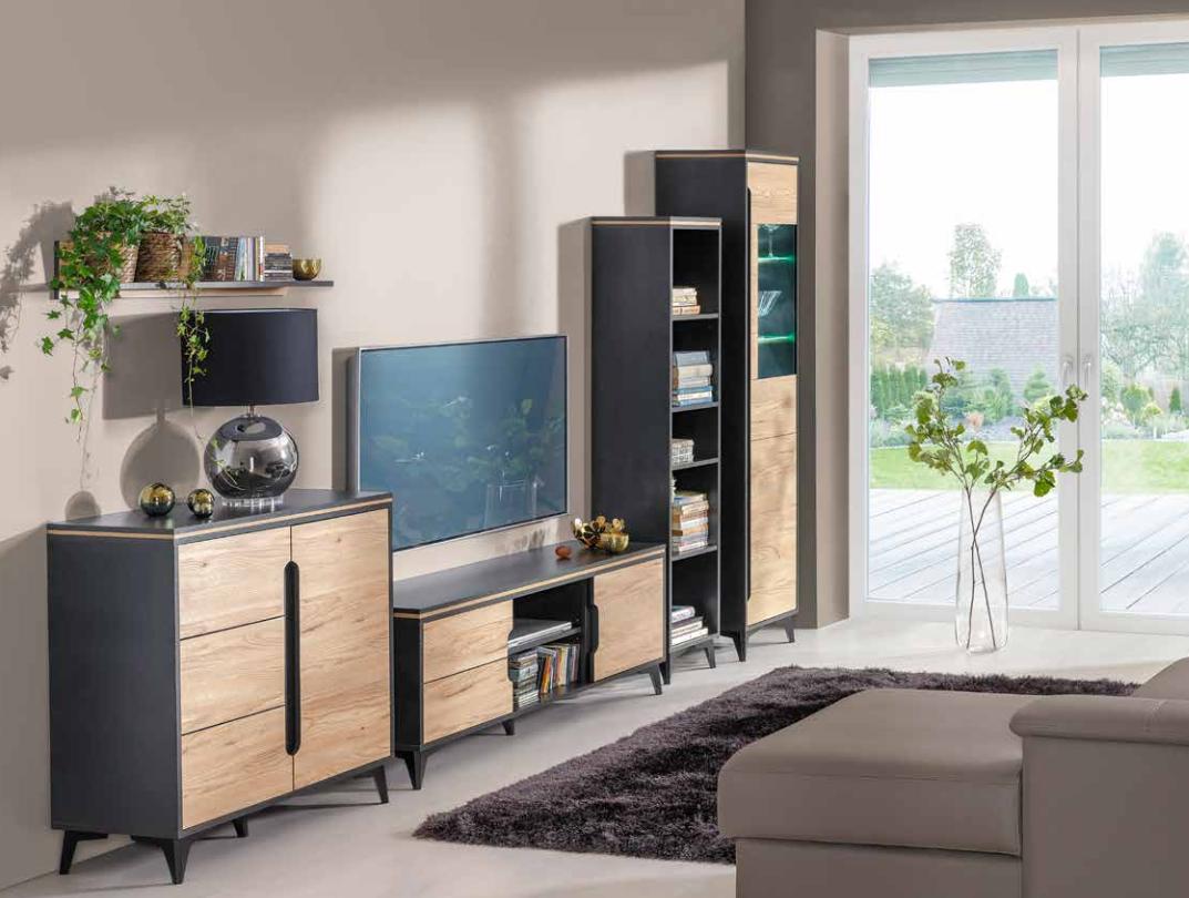 Fine Designer Living Wall Grey Beige Living Walls Display Cabinet Chest of Drawers Living Room Set 4pcs.