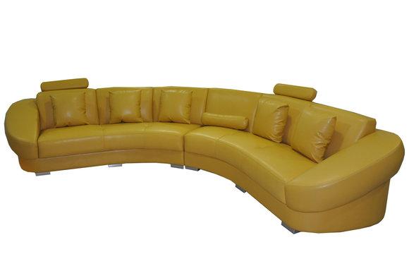 Round XXL Big Living U-Shape Luxury Class Designer Style Premium Leather White Upholstery Sofa Couch Leather Sofa Corner Set NEW at JV Furniture Switzerland