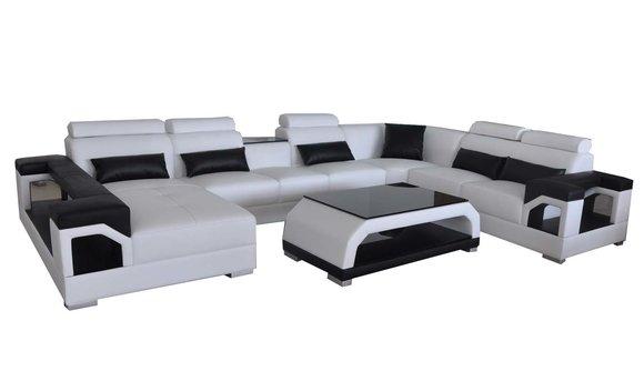 Leather Sofa Modern Seat Couch Upholstery Design Living Landscape + Table Corner Couches