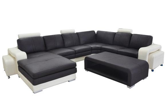 Leather Corner Sofa Couch Upholstery Seat Furniture Set Living Landscape Modern Design