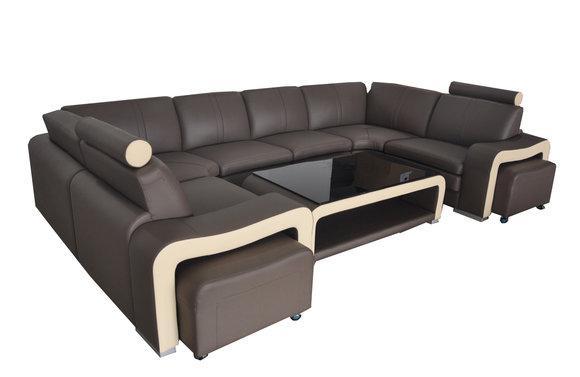 Leather Corner Sofa Couch Upholstery Set Seat Living Landscape Modern Design Furniture