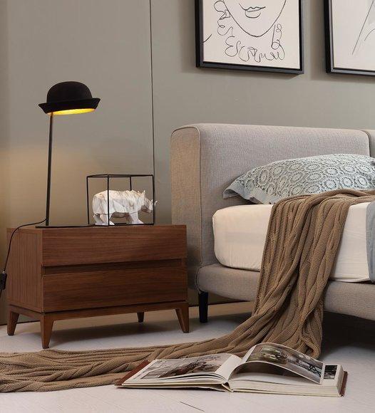 Modern style designer bedside table made of real wooden frame with 2-sliding drawers